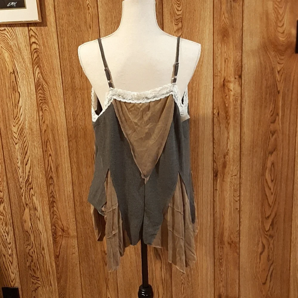 🥀NWT POL Spaghetti-Strap Lace, Waffle, Brown, and Black Tank (S)🥀 - Picture 4 of 7